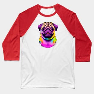 Colorful Pug Painting Art Baseball T-Shirt